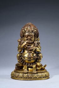 A Gilt-Bronze Mahakala Statue