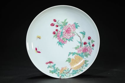 A Porcelain Famille-Rose Poeny Dish