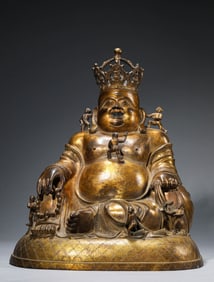 A Gilt-Bronze Monk Statue