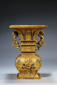 A Gilt-Bronze Rectagonal Vase