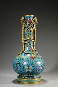 A Cloisonne Enamel Interlock Branches Long Neck Vase