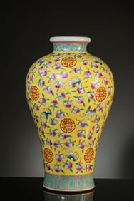 A Porcelain Famille-Rose Longevity Meiping Vase