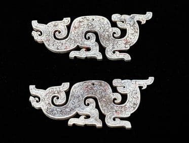 A Set of Jade S-Shaped Dragon Pendants