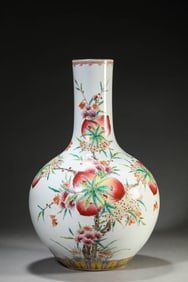 A Porcelain Famille-Rose Longevity Vase