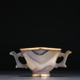 Agate Inlaid Gilt Bronze Cup