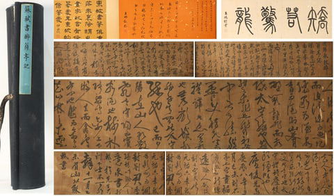 Chinese Writing Calligraphy Hand Scroll,Su Shi Mark
