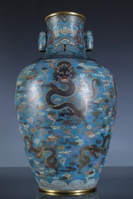 Bronze Cloisonne Carved Dragon and Cloud Pattern Vase
