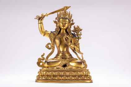 Gilt Bronze Manjushri Figure