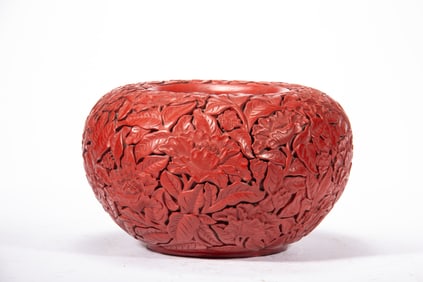 Lacquerware Red Carved Flower Pattern Washer
