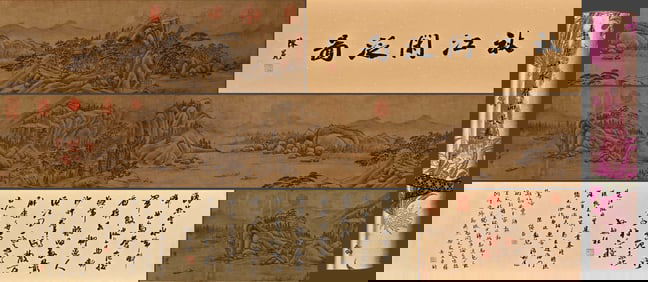Chinese Drawing Landscape Hand Scroll,Li Tang Mark
