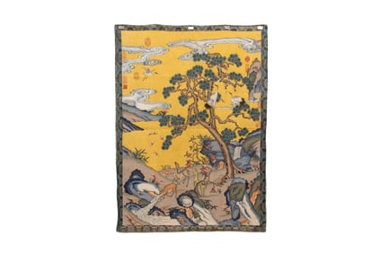 Silk Crane and Deer Pattern Embroidery