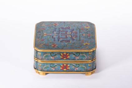 Bronze Cloisonne Carved Flower Pattern Lid Box