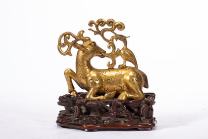 Gilt Bronze Carved Deer Shape Ornament