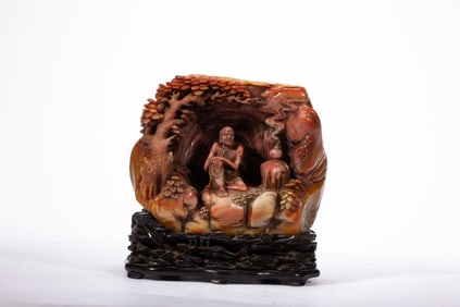 Shoushan Carved Arhat Ornament