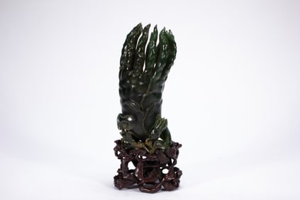 Jasper Jade Carved Buddha Hand Fruit Shape Ornament