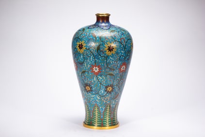 Bronze Cloisonne Carved Flower Pattern Vase
