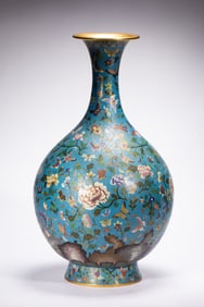 Bronze Cloisonne Carved Flower Pattern Vase