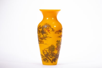 Glassware Carved Landscape Pattern Vase