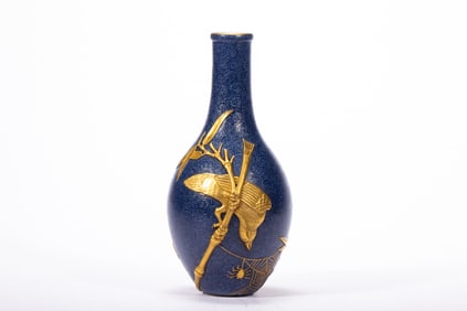 Enamel Drawing Gold Drawing Carved Flower and Bird Pattern Porcelain Vase
