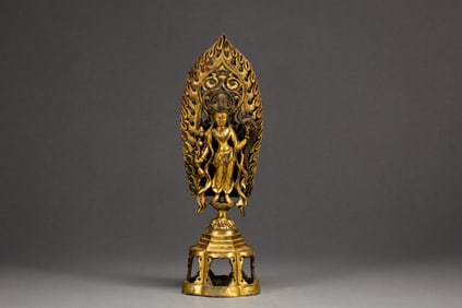 Gilt Bronze Carved GuanYin Figure