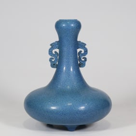 Lujun Ware Double Dragon Ears Porcelain Vase