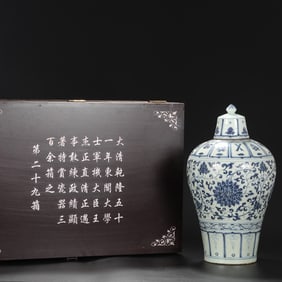 Blue and White Flower Branch Pattern Porcelain Lid Pot