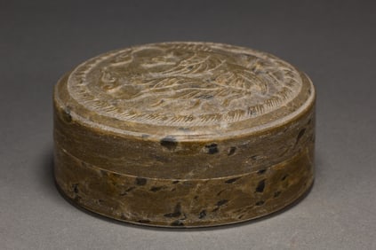 Grey Stone Carved Phoenix Pattern Lid Box