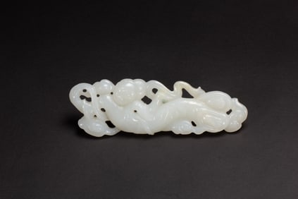 Jade Carved Flying Beauty Shape Ornament