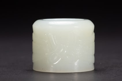Jade Carved Flower Pattern Thumb Ring