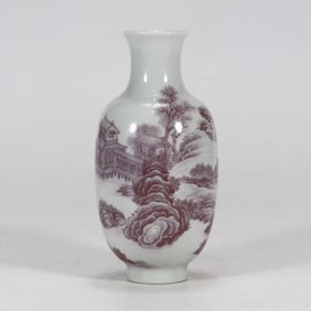 Enamel Drawing Landscape Pattern Porcelain Vase
