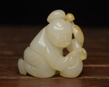 Jade Carved Child Shape Ornament
