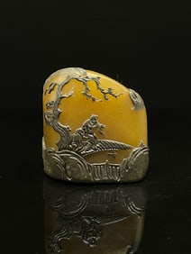 Shoushan Tianhuang Carved Pine Tree and Character Story Pattern Stone Seal