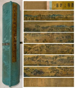 Chinese Drawing Landscape and Character Story Hand Scroll,Qiu Ying Mark