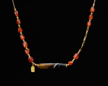 Agate and Dzi Bead Necklace