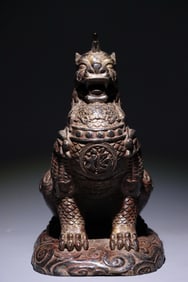 Bronze Carved Kirin Shape Figure