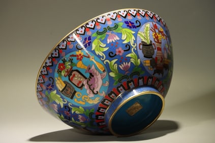 Bronze Cloisonne Carved Flower Pattern Bowl