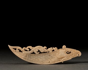 Jade Carved Dragon Shape Bi