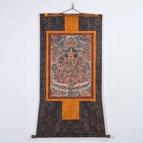 Colour Painted Tsongkhapa Pattern Tangka