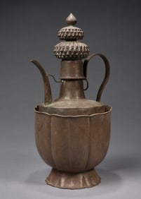 Group of Three Silver Pot and Lotus Flower Shape Bowl