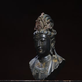 Bronze GuanYin Head Figure