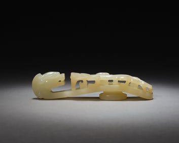 Jade Carved Chi Dragon Shape Belt Hook