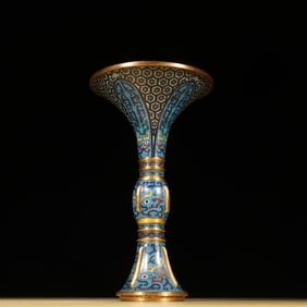 Bronze Cloisonne Carved Beast Face Pattern Zun