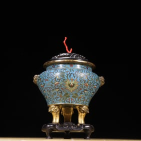 Bronze Cloisonne Carved Flower Pattern Incense Burner