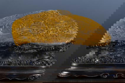 Shoushan Tianhuang Carved Dragon and Phoenix Pattern Ornament