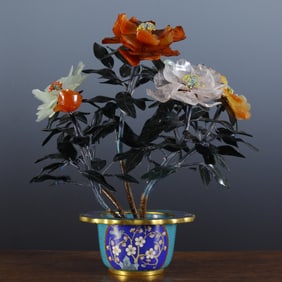 Bronze Cloisonne Carved Flower Pattern Flower Shape Figure