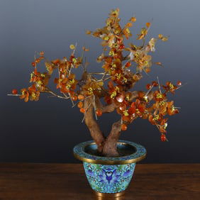 Bronze Cloisonne Carved Flower Pattern Flower Shape Figure