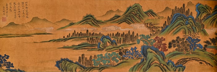 Chinese Drawing Landscape Hand Scroll,Wen Zhengming Mark