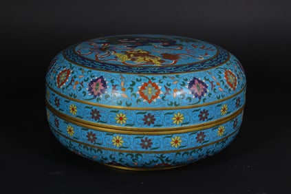 Bronze Cloisonne Carved Flower and Beast Pattern Lid Box