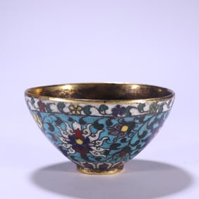 Bronze Cloisonne Carved Flower Pattern Bowl