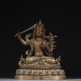 Gilt Bronze Manjushri Figure